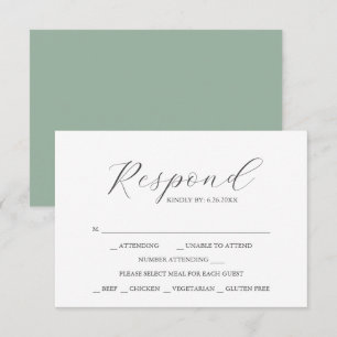 Sage Green con las tarjetas RSVP de elección de co