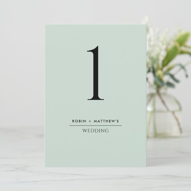 Sage Green Elegant and Simple Table Number (Anverso de pie)