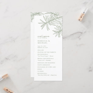 Sage Green Elegant Botanical Wedding Program
