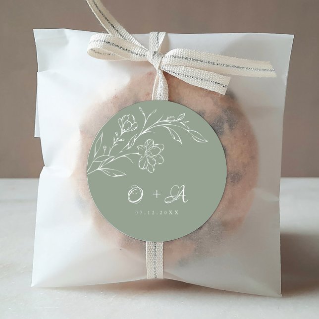 Sage Green Elegant Wedding Monograma Sellos para s (Subido por el creador)