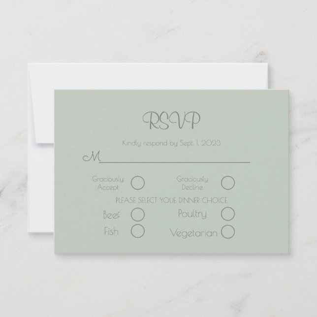 Sage Green Elegant Wedding RSVP Card (Anverso)