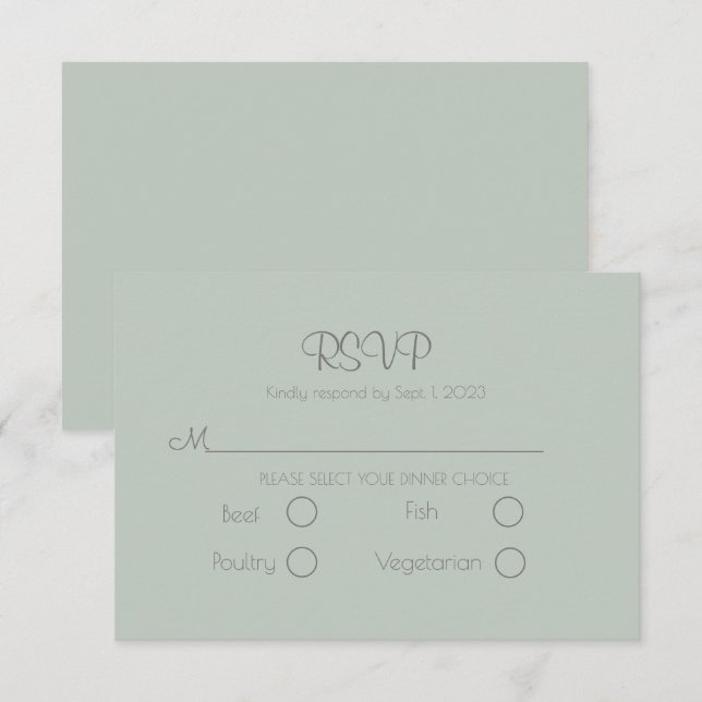 Sage Green Elegant Wedding RSVP Card (Anverso / Reverso)
