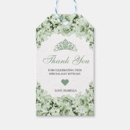 Sage Green Floral Gracias Etiquetas De Regalo