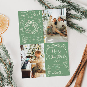 Sage Green Hand Drawows Feliz Navidad 2 Foto