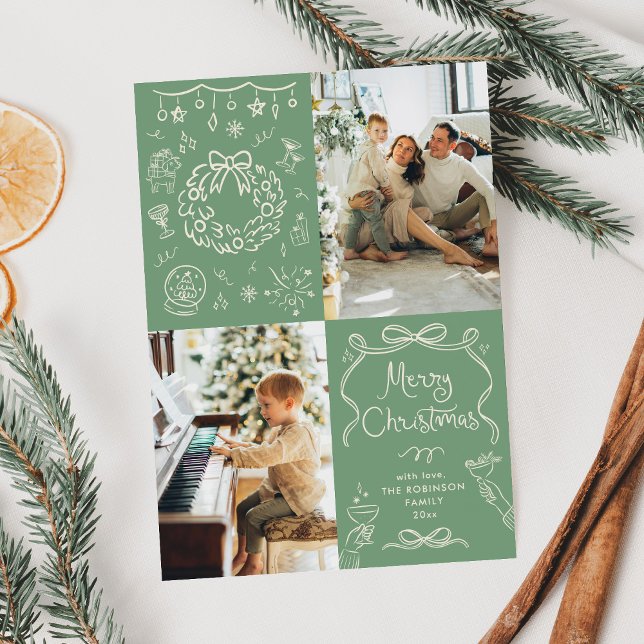 Sage Green Hand Drawows Feliz Navidad 2 Foto (Subido por el creador)