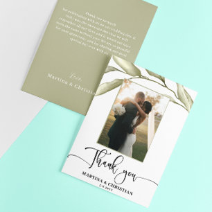 Sage Green Leaves Boda Gracias tarjeta