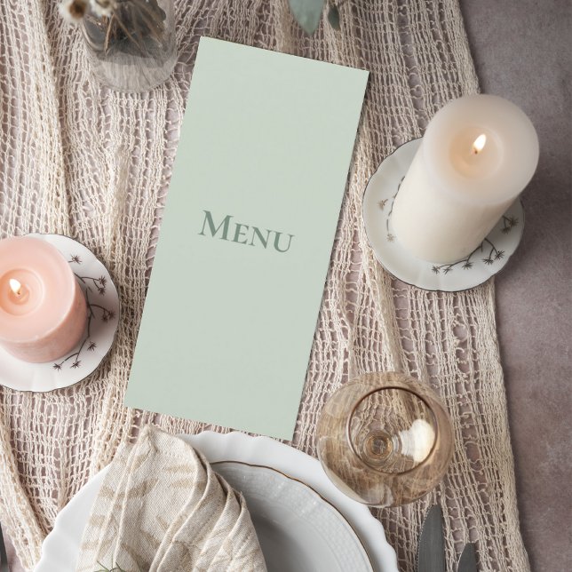 Sage Green Minimalist Wedding Menu Card (Subido por el creador)