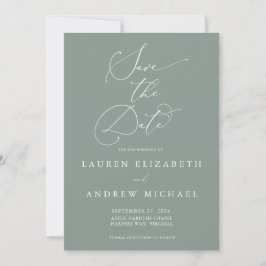 Sage Green Minimalista Save the Date Invitación