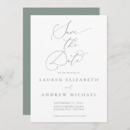 Sage Green Minimalista Save the Date Invitación