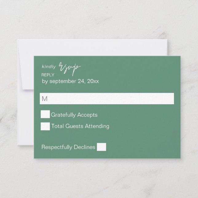 Sage Green MOD Calligraphy no Meal RSVP (Anverso)