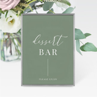 Sage Green Modern Elegant Wedant Dessert Bar Rótul