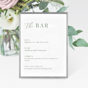 Sage Green Modern Elegant Wedding El Menú Del Bar
