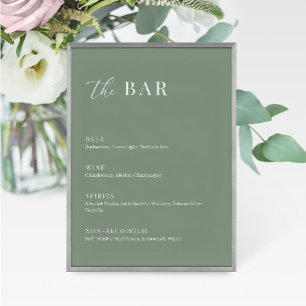 Sage Green Modern Elegant Wedding El Menú Del Bar