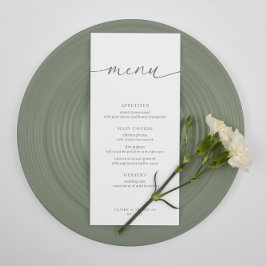 Sage Green Modern Elegant Wedding Menú de recepció