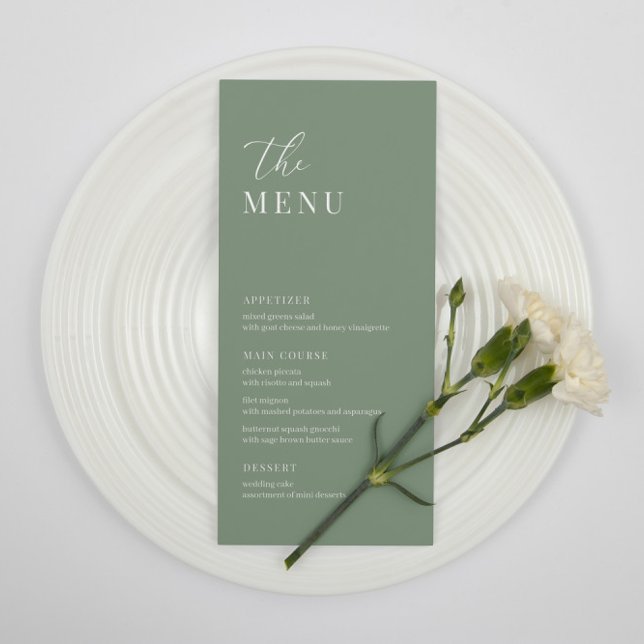 Sage Green Modern Elegant Wedding Menú de recepció (Subido por el creador)