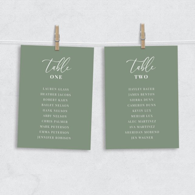 Sage Green Modern Elegant Wedding Table Seat Card (Subido por el creador)