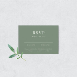 Sage Green Modern Elegant Wedding Tarjeta RSVP