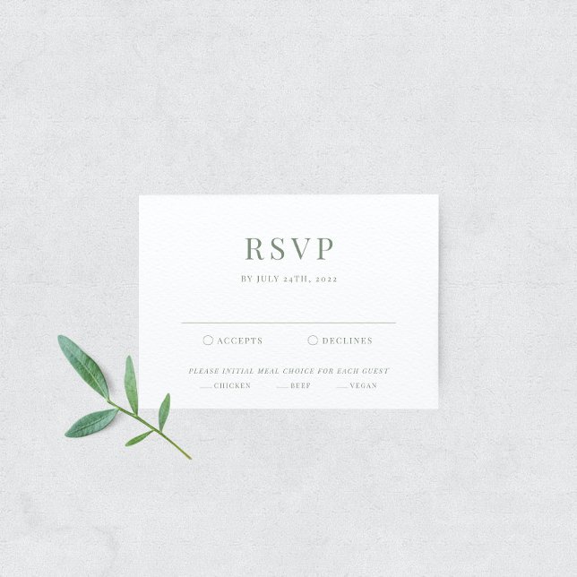 Sage Green Modern Elegant Wedding Tarjeta RSVP (Subido por el creador)