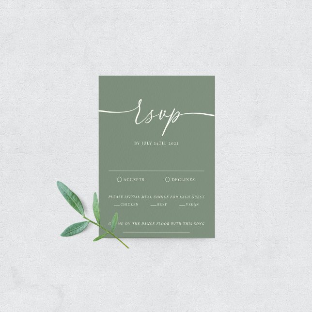 Sage Green Modern Elegant Wedding Tarjeta RSVP (Subido por el creador)