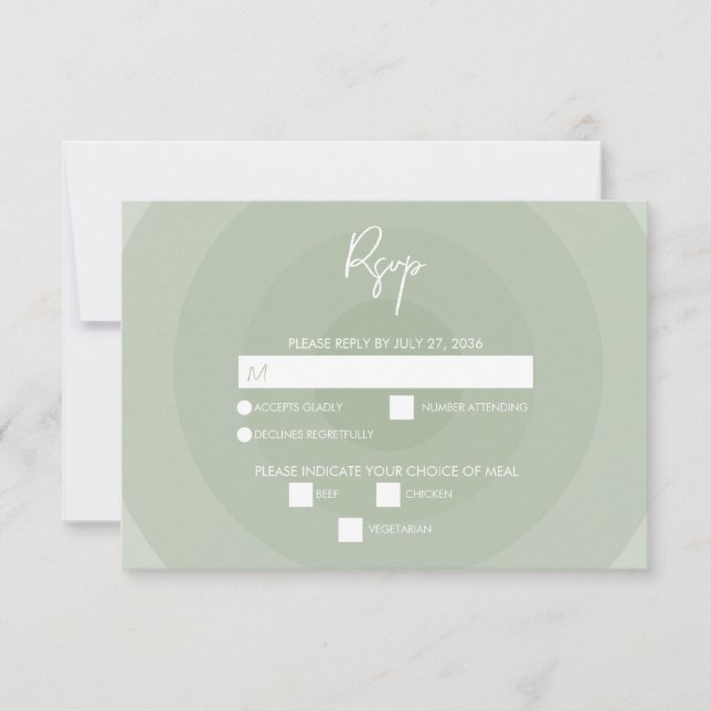 Sage Green Modern Monograma Wedding RSVP (Anverso)