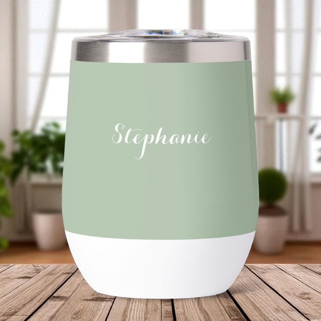 Sage Green Name Modern Elegant Monograma Boho (Subido por el creador)