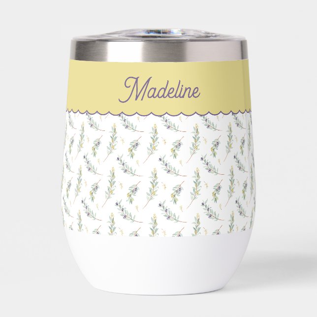 Sage Green Olive Branch Monogram Name (Frente)