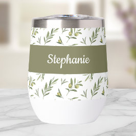 Sage Green Olives Watercolor Monogram Name