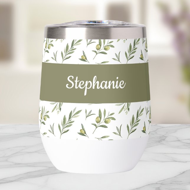 Sage Green Olives Watercolor Monogram Name (Subido por el creador)