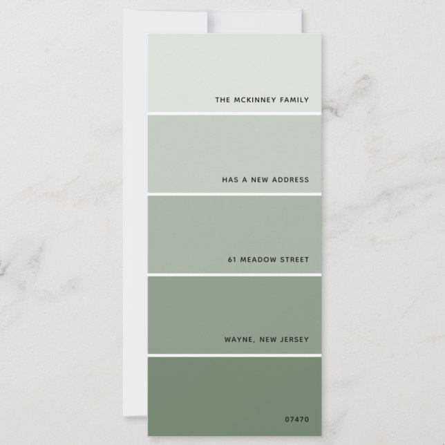 Sage Green Paint Swatch Nueva Invitación de direcc (Anverso)