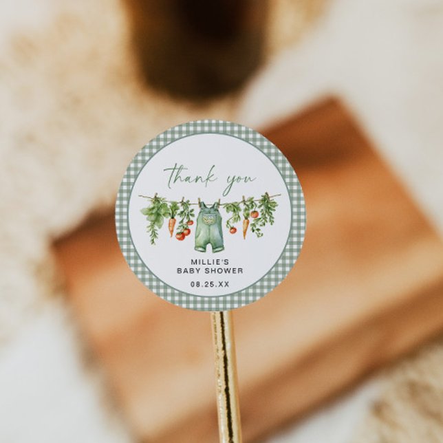 Sage Green, Pegatina de la Ronda Baby Shower de Cr (Subido por el creador)