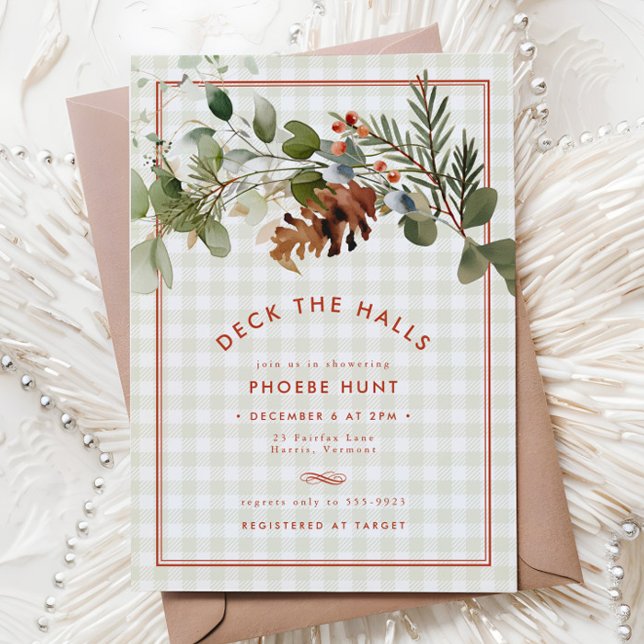 Sage Green Red Navidades Evergreen Bridal Shower (Subido por el creador)