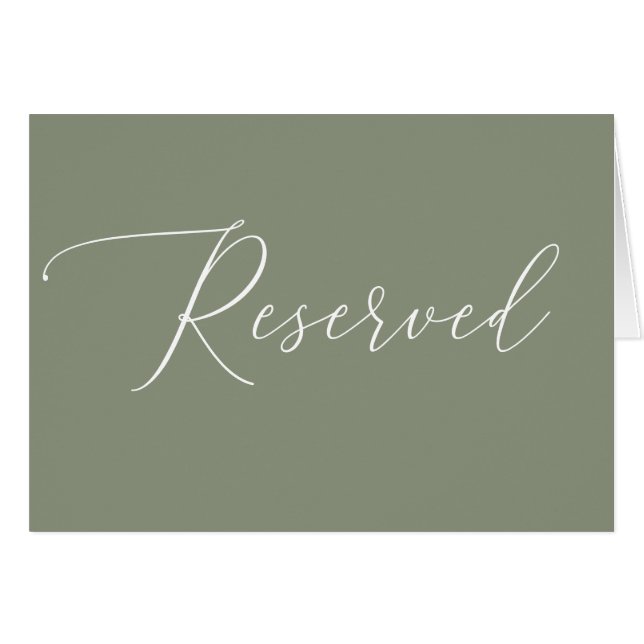 Sage Green Reserved Wedding Sign | Elegant Script (Anverso (Horizontal))