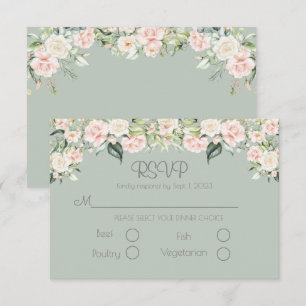Sage Green Rubor Floral Elegent Weddding RSVP