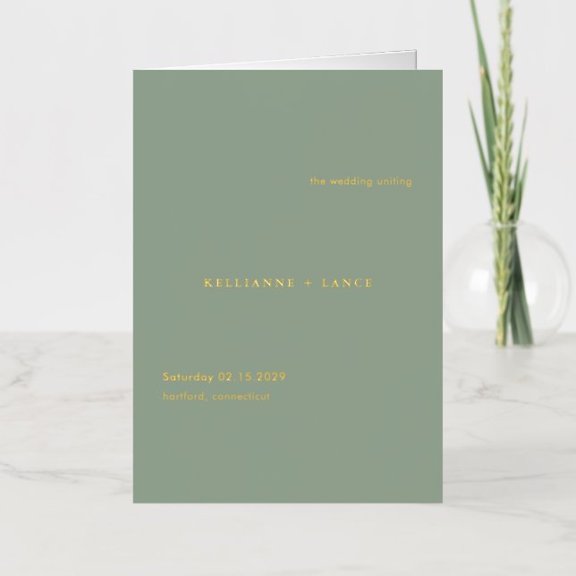 Sage Green Simple Modern Wedding Program (Anverso)