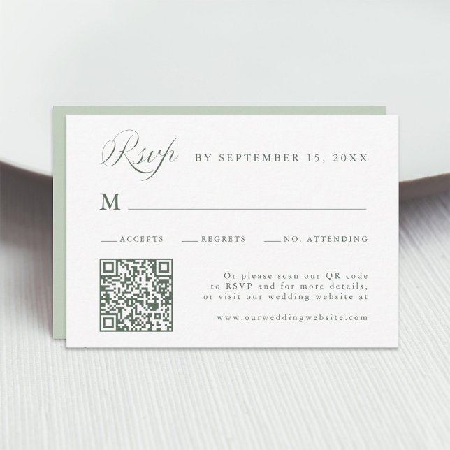 Sage Green Stylish Calligraphy Script Wedding RSVP (Subido por el creador)