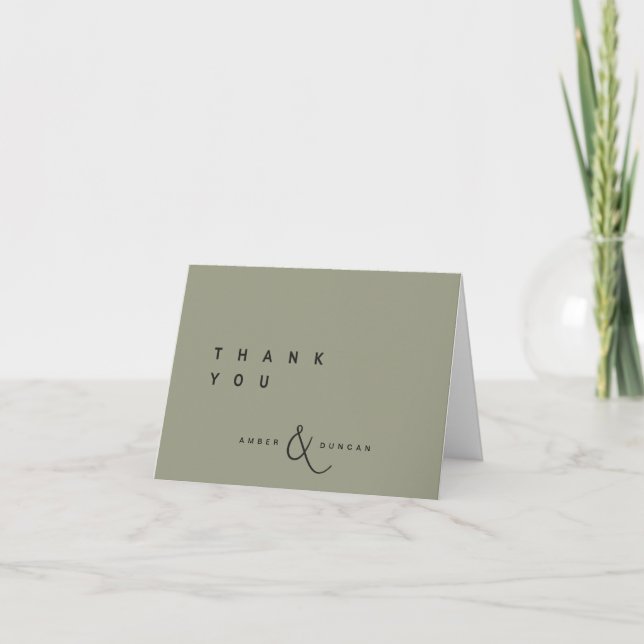 Sage Green | Tarjeta simple de agradecimiento a lo (Anverso)