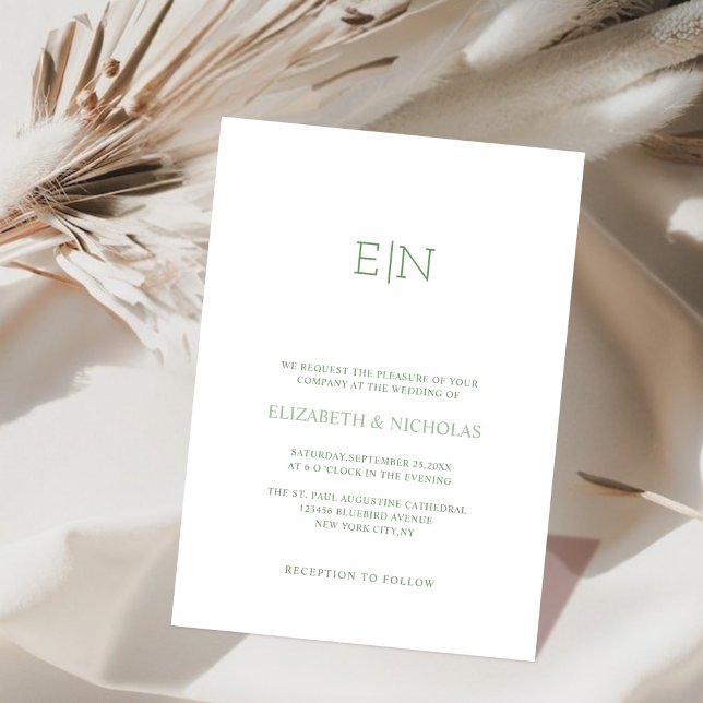 sage green unico y elegante invitación a la boda (Subido por el creador)