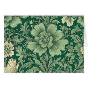 Sage Green Vintage Floral Pattern Blanc