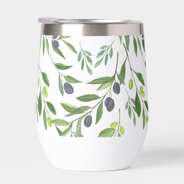 Sage Green Watercolor French Country Olive Pattern (Derecho)