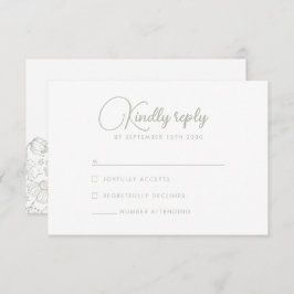 Sage Green Wildflower Elegant Wedding Tarjeta RSVP