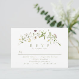 Sage Green Wildflower Rustic Boho Wedding RSVP