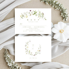 Sage Green Wildflower Rustic Boho Wedding RSVP