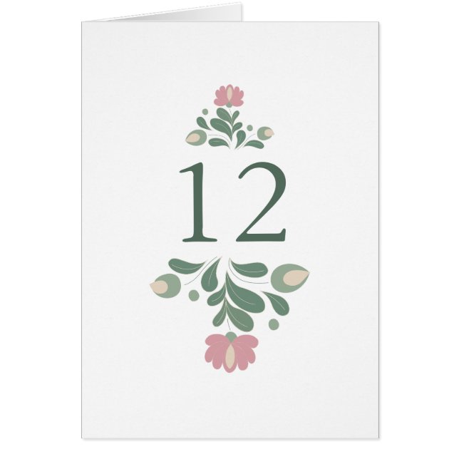 Sage Green Wildflower Wedding Table Number (Frente)