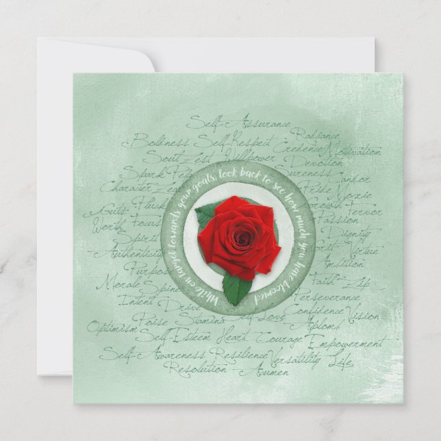 Sage Green with Red Rose Empowerment Quote (Anverso)