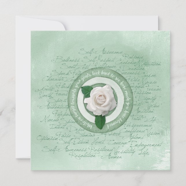  Sage Green with White Rose Empowerment Quote (Anverso)