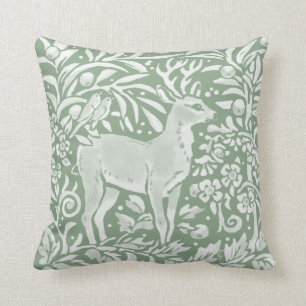Sage Green Woodland Deer Bird Cojín decorativo Na