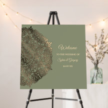 Sage Green y Gold Boda Bienvenido elegante lujo