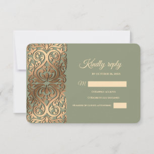 Sage Green y Gold RSVP con elegantes tonos de tier