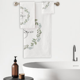 Sage Greenery Botanical Wreath Monograma