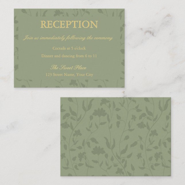 Sage GreenFloral Boda en la tarjeta de inscripción (Anverso / Reverso)